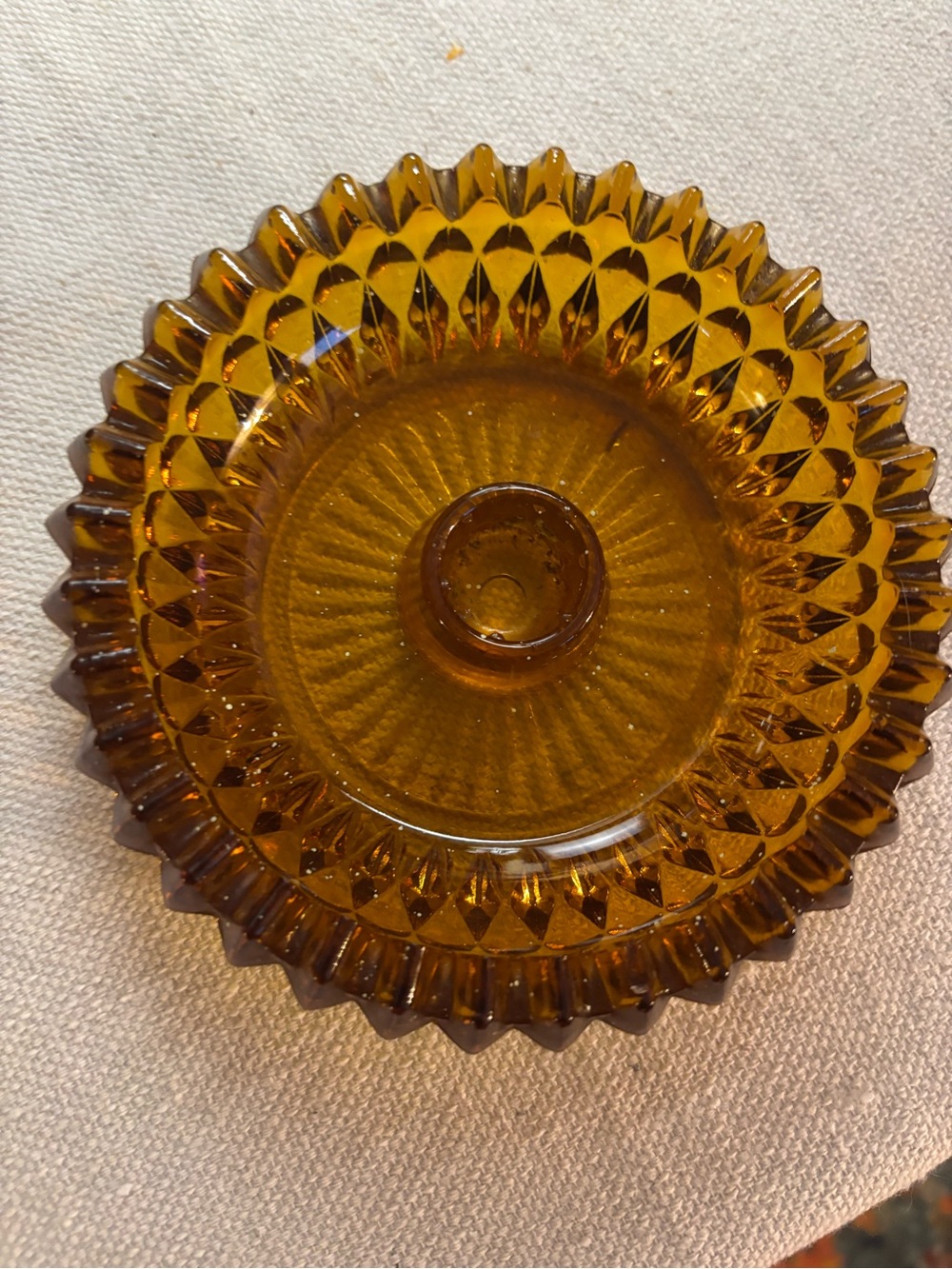 Amber Glass Candle Holder/ashtray - Decorative Home Dining Accent